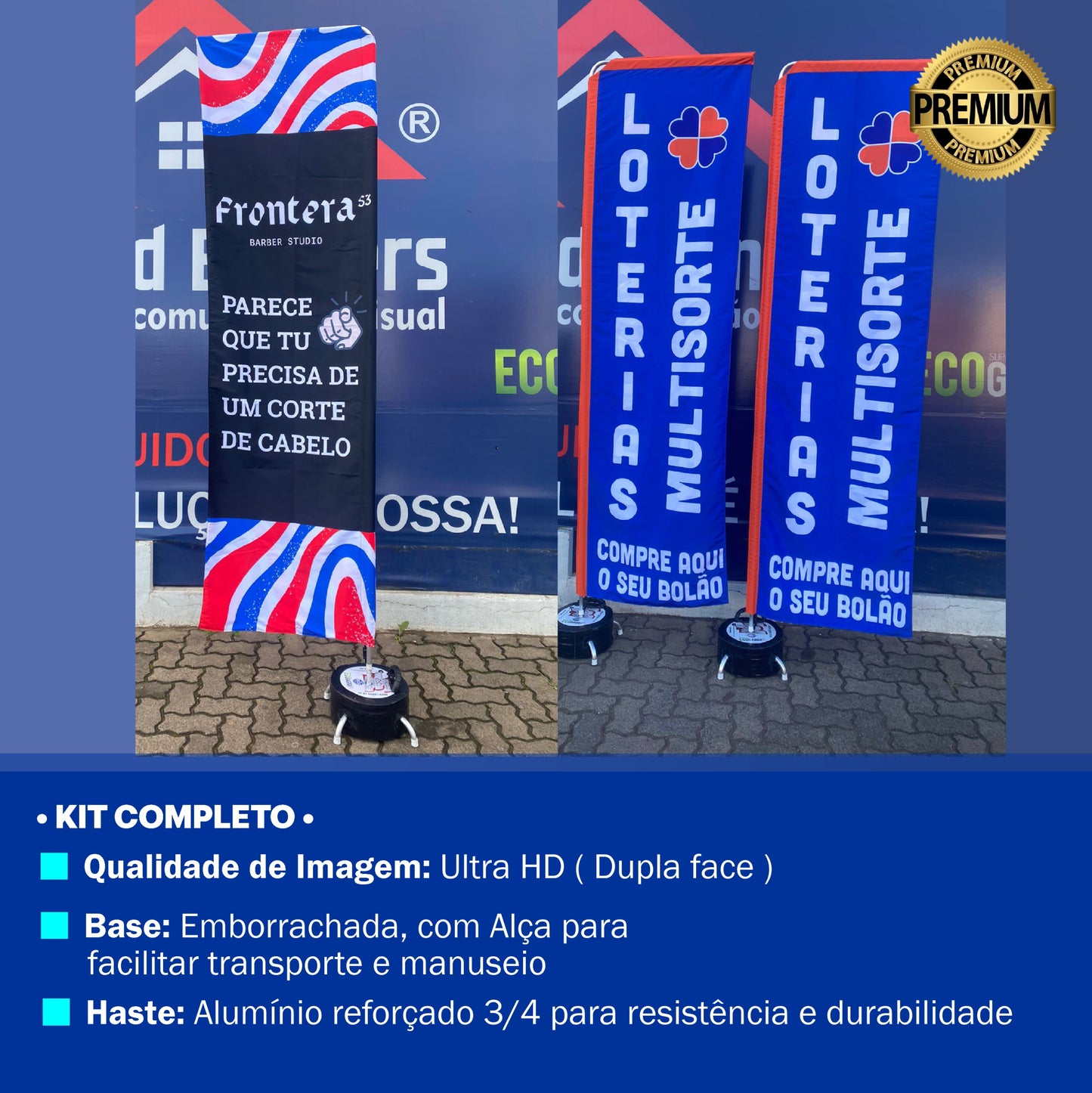 Wind Banner Premium Retangular Completo Personalizado 2,70mt